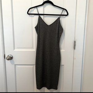 Leith Gunmetal Sparkly Bodycon Dress, Size Small